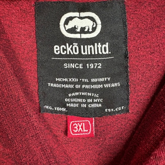 Ecko Unltd. Men's Graphic T Shirt Maroon Gray Stripes 3XL Y2K - Picture 4 of 10